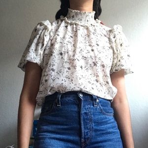 Light and airy frilly short sleeve blouse